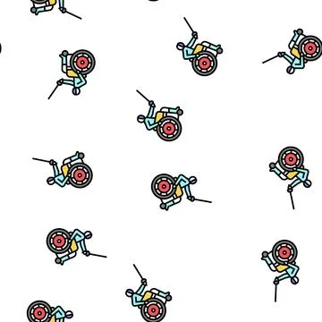 Fencing handicapped athlete vector seamless pattern Illustrazione stock