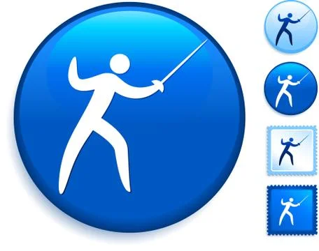 Fencing Icon on Internet Button Stock Illustration