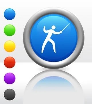 Fencing Icon on Internet Button Stock Illustration