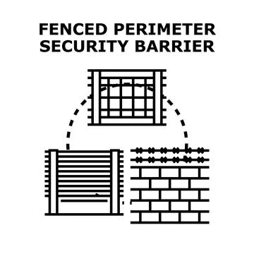 Fencing perimeter security barrier protecting concept Ilustración de archivo