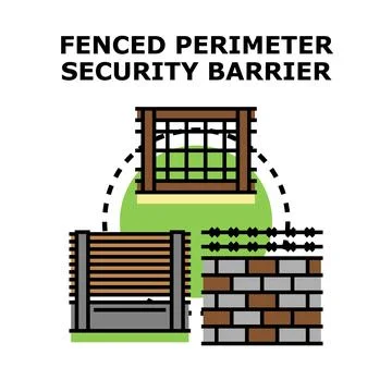 Fencing perimeter security barrier protecting concept Stock Illustration