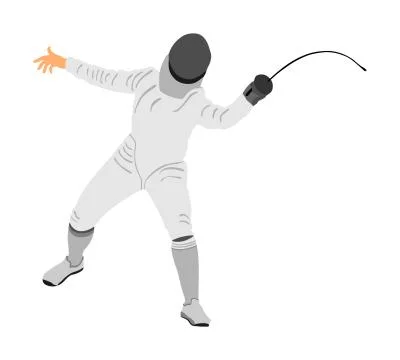 Fencing player vector. Sword fighting. Fence battle. 库存插图