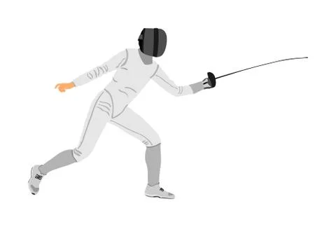 Fencing player vector. Sword fighting. Fence battle. イラスト素材