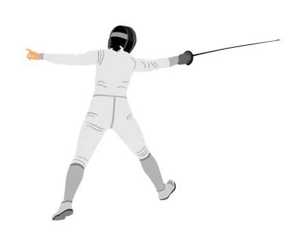 Fencing player vector. Sword fighting. Fence battle. イラスト素材