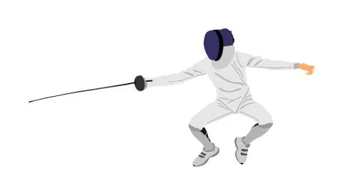 Fencing player vector. Sword fighting. Fence battle. 库存插图