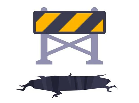 Fencing a pothole in the road. Stock Illustration