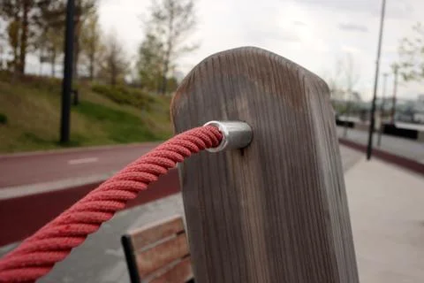 Fencing rope attached to support Stock Photos