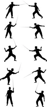 Fencing silhouettes Stock Illustration