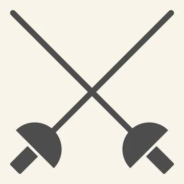 Fencing solid icon. Crossed rapiers glyph style pictogram on beige background Illustrazione stock