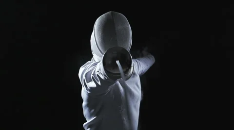 Fencing in studio in slowmotion Stock Footage 62632871