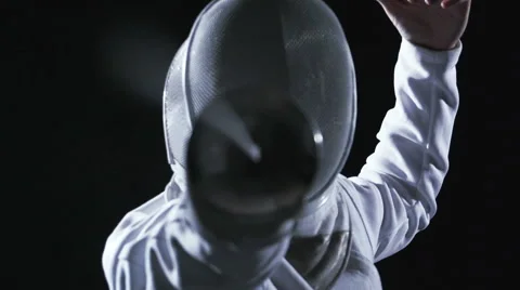 Fencing in studio in slowmotion Stockbeeldmateriaal 62633168