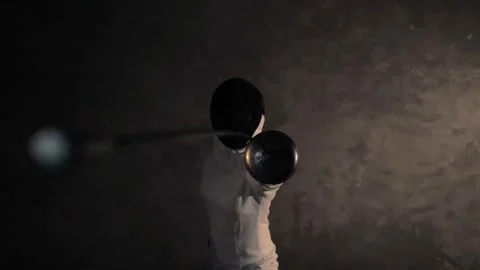 Fencing in studio In slowmotion Stock Footage 151913613