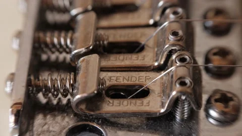 Fender Strat Bridge - Macro - Tilt Down Stock Footage 149146948