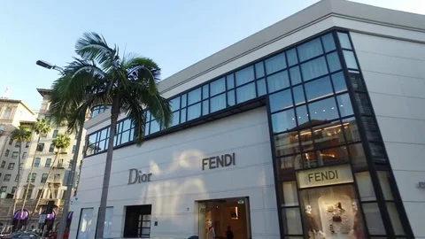 Interior tilt up view of Fendi store fro, Stock Video