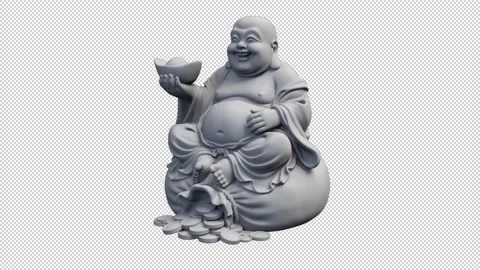 Feng shui laughing stone buddha rotating –  looped with alpha channel. Video stock 335881777