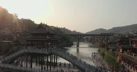 Fenghuang (Phoenix) ancient Town Stock Footage 70684577