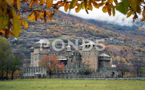 Fenis castle near aosta (italy) Stock Photos