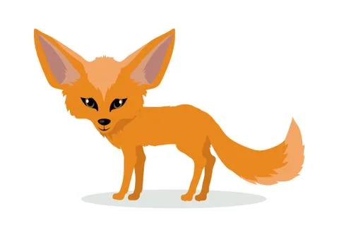 Fennec Fox Cartoon Icon in Flat Design Stock Illustration