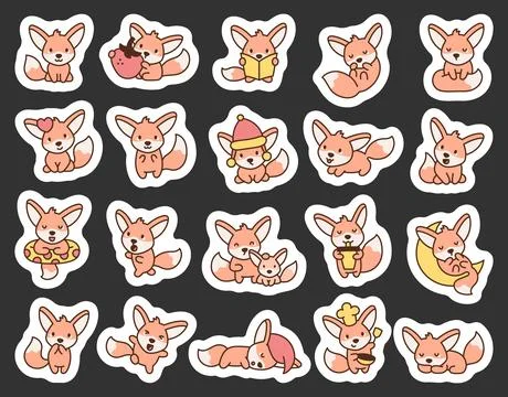 Fennec fox character set Stock Illustration