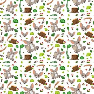 Fennec fox cute animal seamless pattern Illustrazione stock
