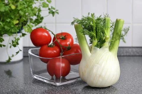 Fennel and tomatoes Stock Photos