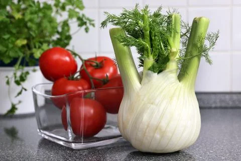 Fennel and tomatoes Stock Photos