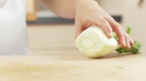 Fennel being sliced Stock Footage 24650552