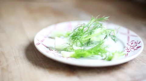 Fennel leaves on plate Stock Footage 63285456