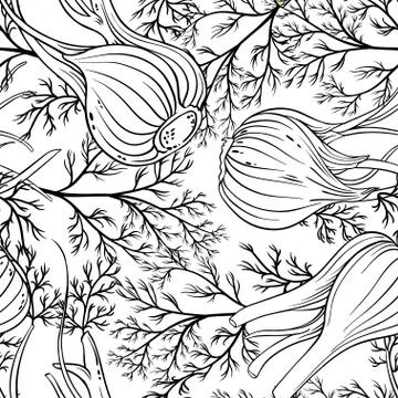 Fennel seamless pattern Stock Illustration