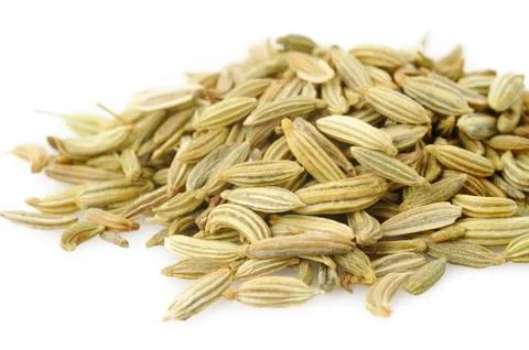 Fennel seeds on white background Stock Photos