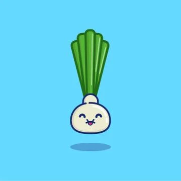 Fennel Vector Icon Illustration. Cute Vegetable. Flat Cartoon Style Suitable  Stock Illustration