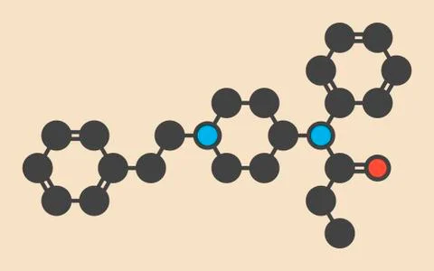 Fentanyl (fentanil) opioid analgesic drug molecule. Skeletal formula. Stock  Vector