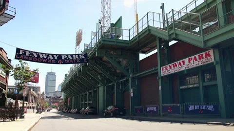 Fenway Park Exterior with Prudential Center in Background Stock Footage