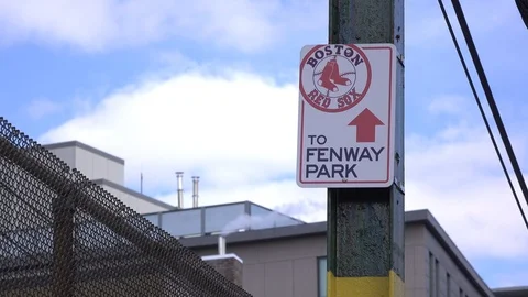 Fenway Park sign to Red Sox Stadium in Boston 4k Stock Footage