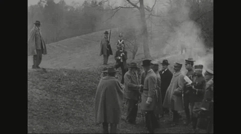 Ferdinand Foch visiting civil war veterans Stock Footage