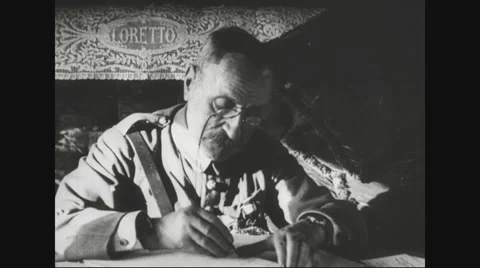 Ferdinand Foch writing while travelling Stock Footage 43324548