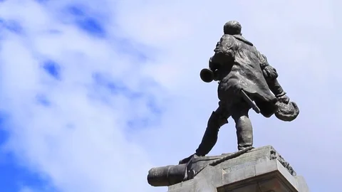 Ferdinand Magellan Monument in Punta Arenas Chile - Cloud Time Lapse Stock Footage 84293454