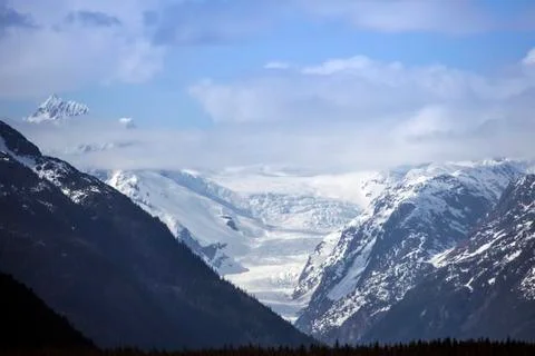 Ferebee Glacier in spring Stock Photos