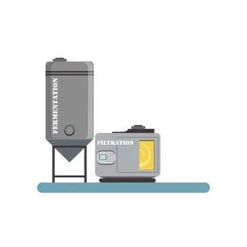 Fermentation and filtration process, beer brewing production vector Illustration Stock Illustration