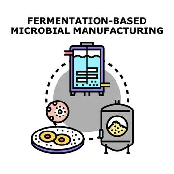 Fermentation based microbial manufacturing process vector illustration Stock Illustration