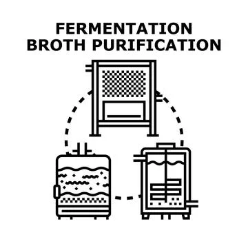 Fermentation broth purification process engineering concept Stock Illustration