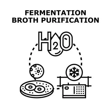 Fermentation broth purification process stages illustrating biotechnology Stock Illustration