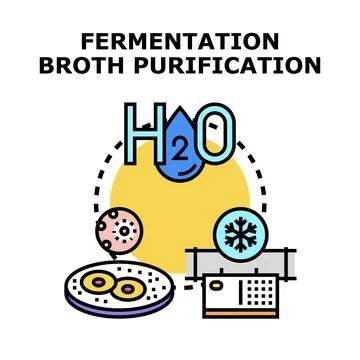 Fermentation broth purification process stages illustrating biotechnology Stock Illustration
