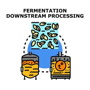 Fermentation downstream processing industrial production cycle Stock Illustration