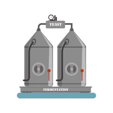 Fermentation equipment, winery production process vector Illustration on a white Stock Illustration