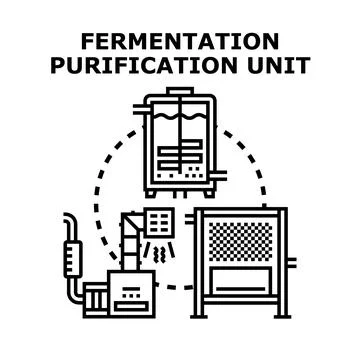 Fermentation purification unit for industrial processing Stock Illustration