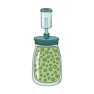 Fermentation step. Pack ingredients into veddel and add liquid. Stock Illustration