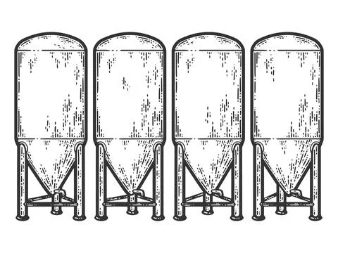 Fermentation tank for beer. Sketch scratch board imitation color. Stock Illustration