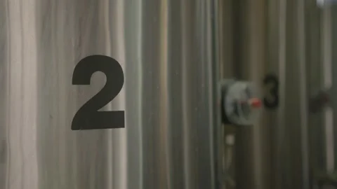 Fermentation Tanks in Brewery Production Area, Stainless Steel Vessels Stock Footage 345756559