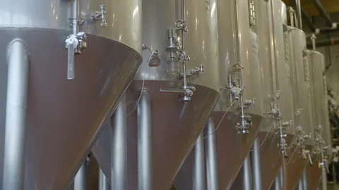 Fermentation tanks in distillery Stock Footage 87614527
